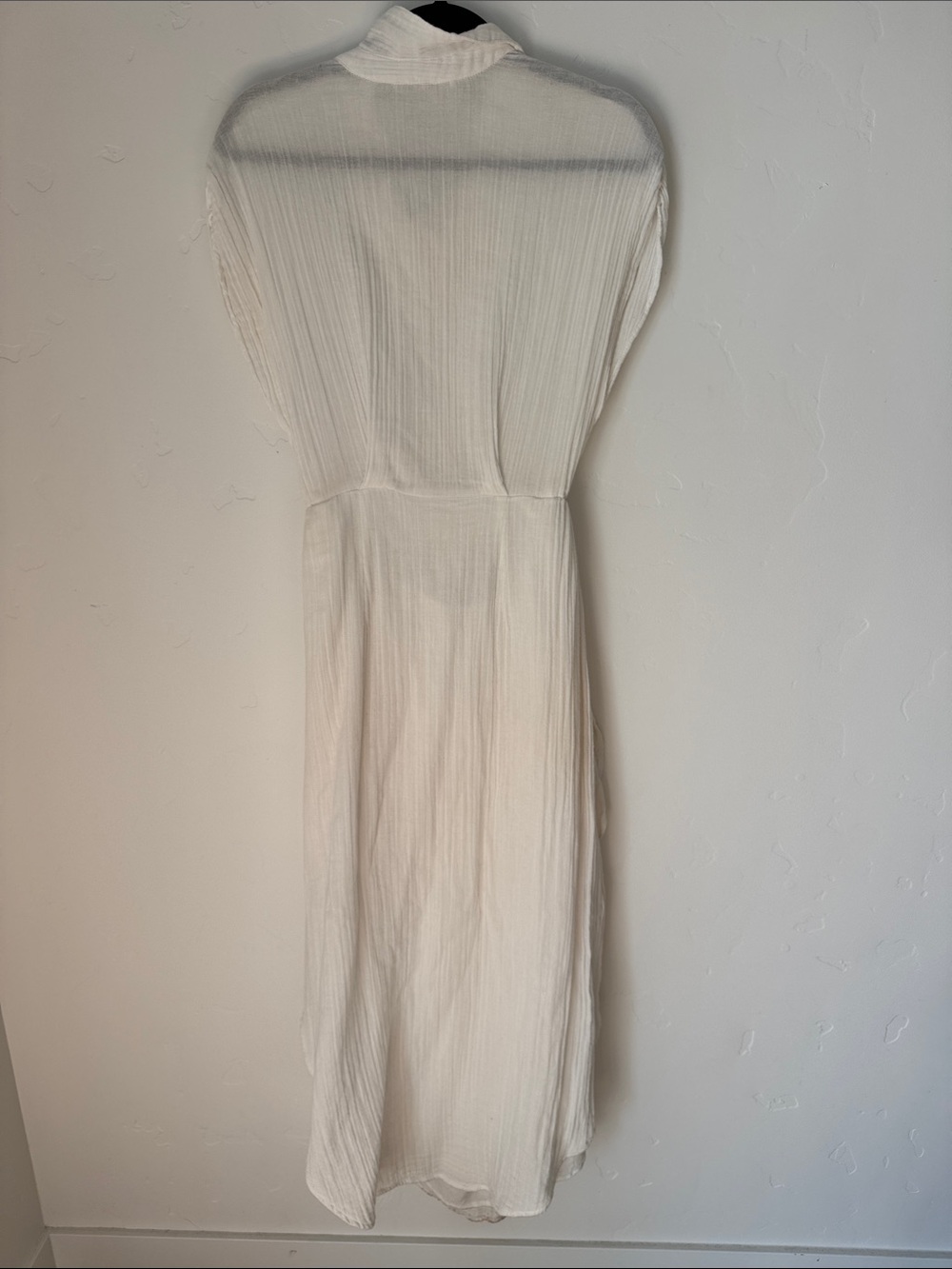 Free People FP White Ivory 100% Cotton Gauze Cutout Tie Waist Maxi Dress Beach S - Picture 5 of 12